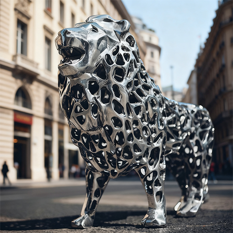 RVS Cheetah-sculptuur