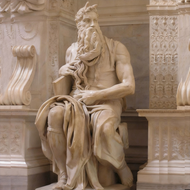 Klassieke marmeren menselijke sculptuur zittend standbeeld