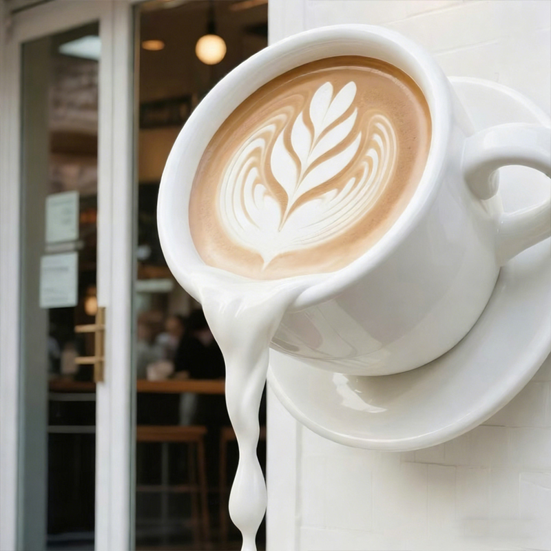 Glasvezel drijvende koffiekop decoratieve sculptuur