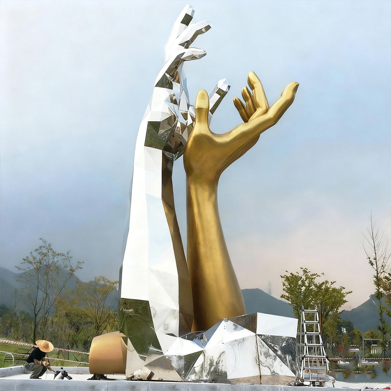 Buiten abstracte roestvrijstalen kunstsculptuur