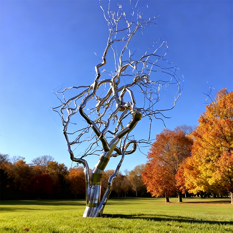 Zilveren takken spiegel kale boom sculptuur