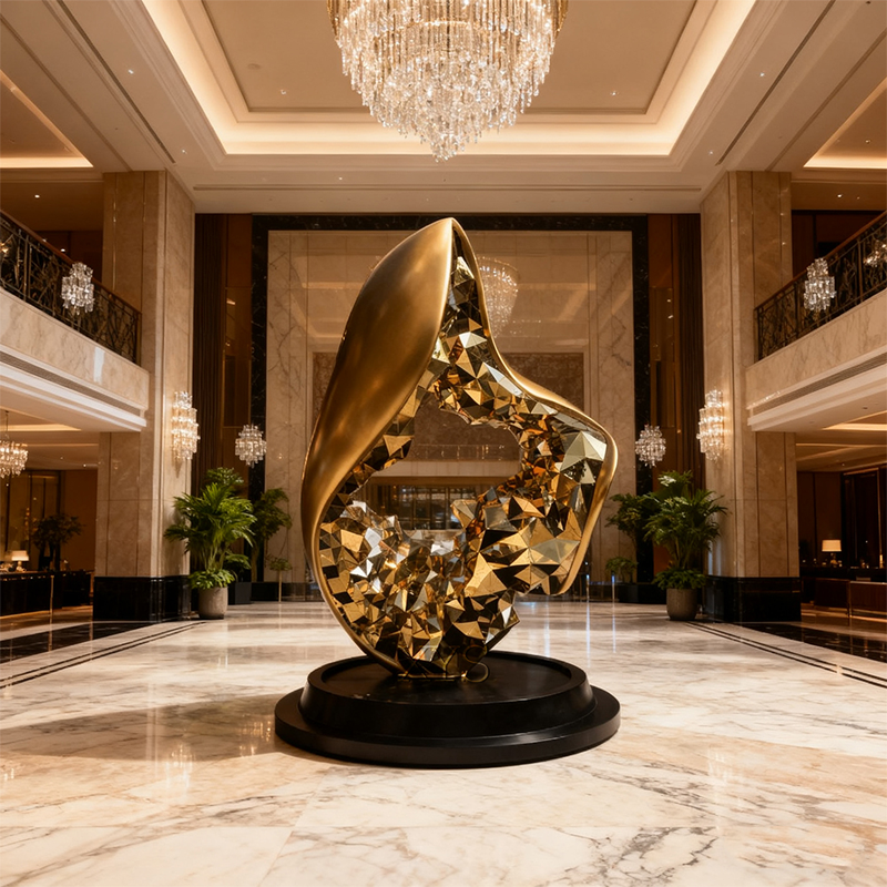 Gouden Vortex licht-luxe abstracte sculptuur