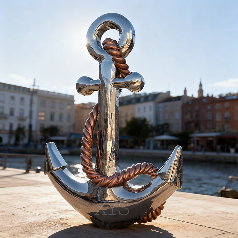 Stel een sculptuur met een zeilankerthema in