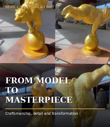 Hoe wordt een bronzen circusbeersculptuur gemaakt voor een theesalon in New York?